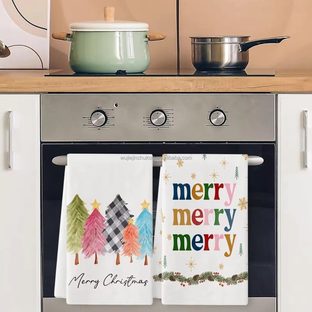Kitchen Christmas Drying Towels Set of Two